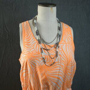 Gap Neon Orange and White Dress with Pull String Waist Size S